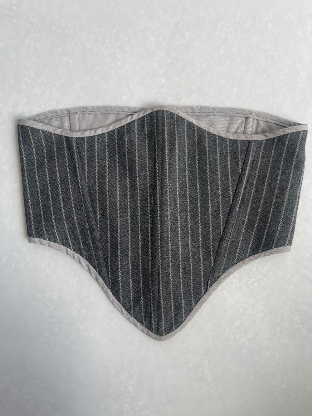 Gray Pinstripe Underbust Corset S – Handmade Lace Up Corset – Office Siren